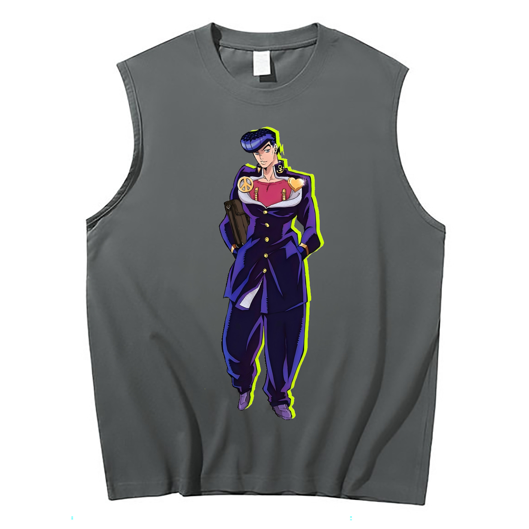 （画像用） ジョジョの奇妙な冒険 ひがしかた じょうすけ JoJo's Bizarre Adventure Higashikata Josuke コットン100％タンクトップ（フロントプリント）